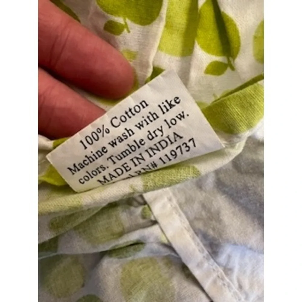 Simply‎ Envogue Green Apple Print Ruffle Tiered Halter Apron Brown Trim Southern